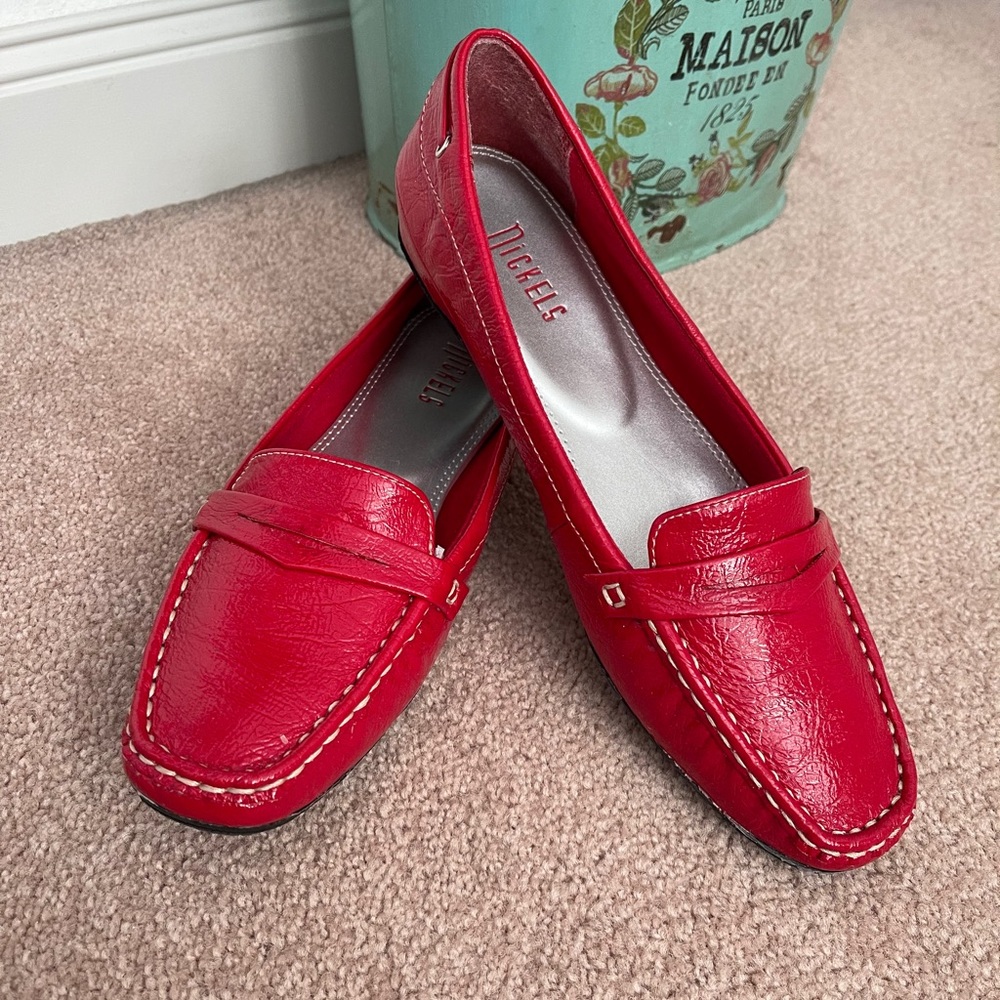 Red loafers/moccasins Size 9 NWOT